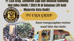 PT LISA Grup, Sembelih Sapi dan Belasan Kambing Idul Adha 1444H / 2023 M di Halaman LUV Gold Mojoroto Kota Kediri